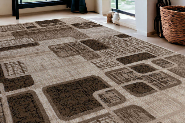 Homeroots 5' X 8' Brown Geometric Area Rug  Polypropylene 506659