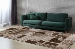 HomeRoots 5' Brown Geometric Area Rug – Stylish Low-Profile Design Perfect for Living Rooms or Offices 5' X 7' 506659