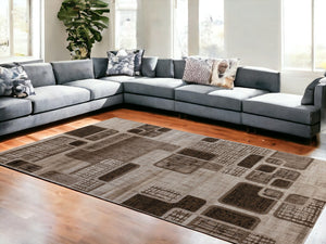Homeroots 7' X 10' Brown Geometric Area Rug  Polypropylene 506660