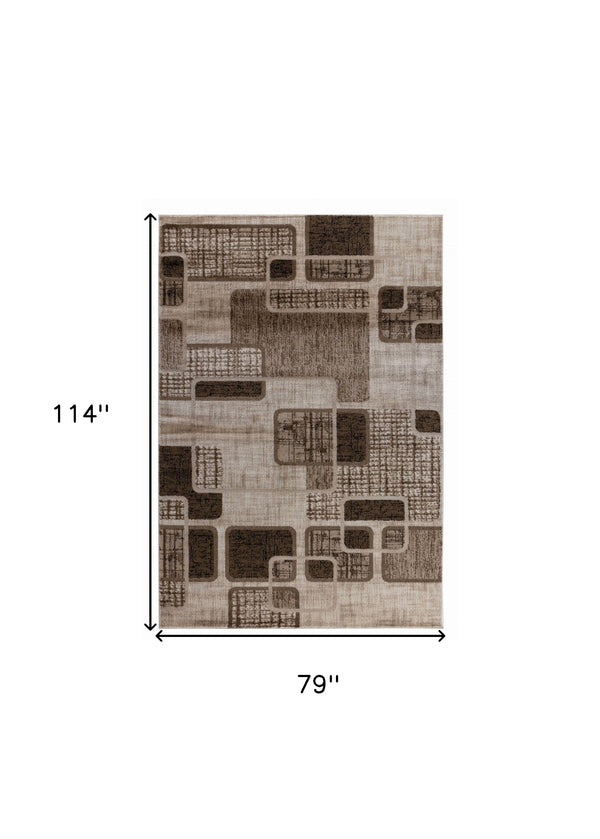 Homeroots 7' X 10' Brown Geometric Area Rug  Polypropylene 506660