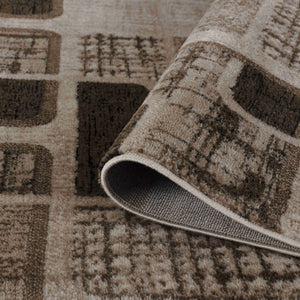 HomeRoots 5' Brown Geometric Area Rug – Stylish Low-Profile Design Perfect for Living Rooms or Offices 8' X 10' 506661