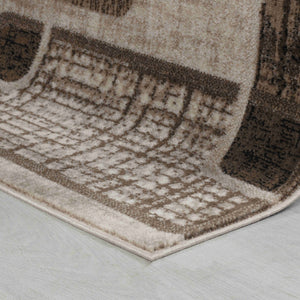 HomeRoots 5' Brown Geometric Area Rug – Stylish Low-Profile Design Perfect for Living Rooms or Offices 8' X 10' 506661