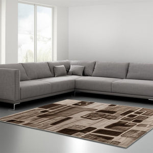 HomeRoots 5' Brown Geometric Area Rug – Stylish Low-Profile Design Perfect for Living Rooms or Offices 8' X 10' 506661
