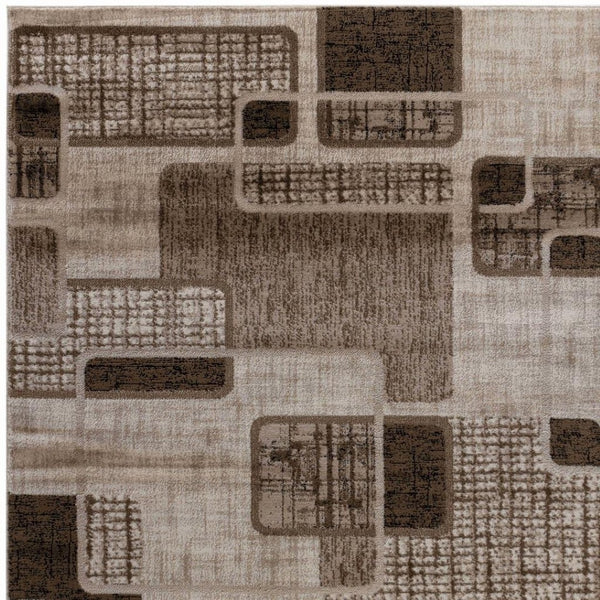 HomeRoots 5' Brown Geometric Area Rug – Stylish Low-Profile Design Perfect for Living Rooms or Offices 8' X 10' 506661