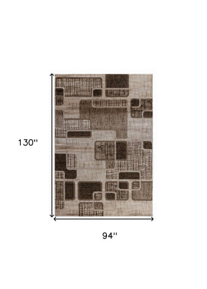 HomeRoots 5' Brown Geometric Area Rug – Stylish Low-Profile Design Perfect for Living Rooms or Offices 8' X 10' 506661