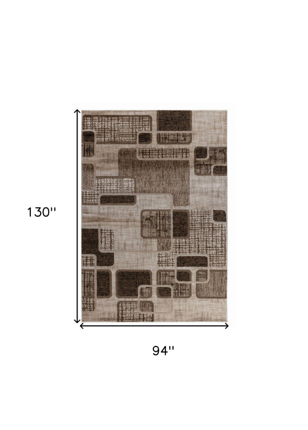 HomeRoots 5' Brown Geometric Area Rug – Stylish Low-Profile Design Perfect for Living Rooms or Offices 8' X 10' 506661