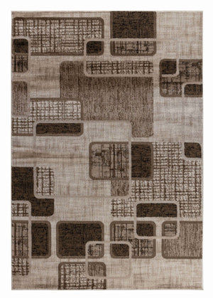 HomeRoots 5' Brown Geometric Area Rug – Stylish Low-Profile Design Perfect for Living Rooms or Offices 8' X 10' 506661