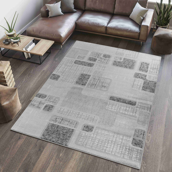 Homeroots 5' X 8' Grey Geometric Area Rug  Polypropylene 506663