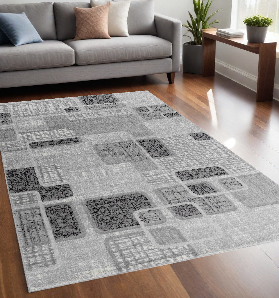 Homeroots 5' X 8' Grey Geometric Area Rug  Polypropylene 506663