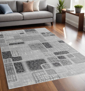 Homeroots 5' X 8' Grey Geometric Area Rug  Polypropylene 506663