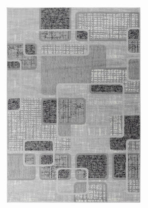 HomeRoots 5' Grey Geometric Area Rug – Modern Machine-Woven Design for Living Rooms, Bedrooms, and Offices 5' X 7' 506663