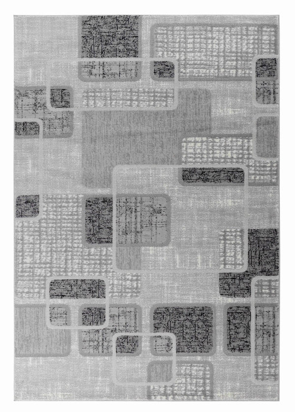 HomeRoots 5' Grey Geometric Area Rug – Modern Machine-Woven Design for Living Rooms, Bedrooms, and Offices 5' X 7' 506663
