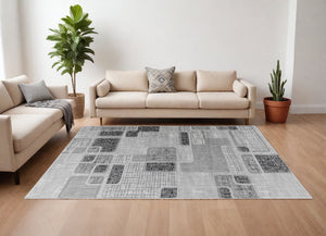 Homeroots 8' X 11' Grey Geometric Area Rug  Polypropylene 506665