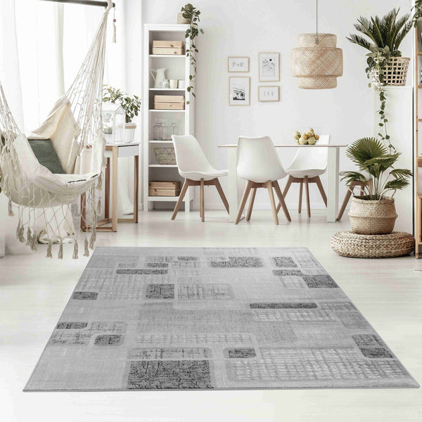 Homeroots 8' X 11' Grey Geometric Area Rug  Polypropylene 506665