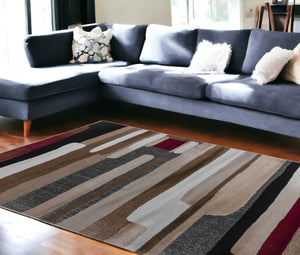 Homeroots 7' X 10' Brown Abstract Area Rug  Polypropylene 506668