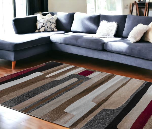 Homeroots 7' X 10' Brown Abstract Area Rug  Polypropylene 506668