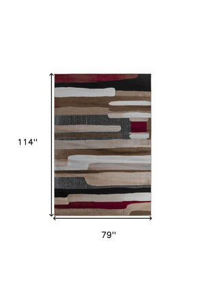 Homeroots 7' X 10' Brown Abstract Area Rug  Polypropylene 506668