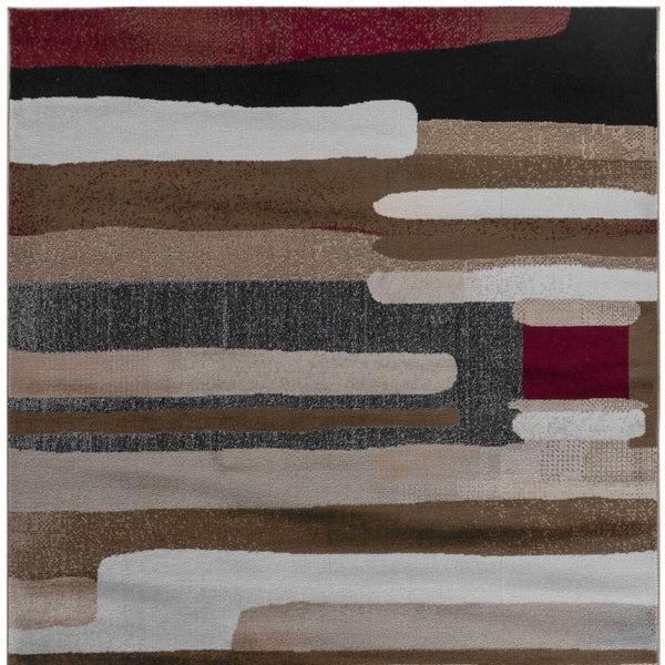 HomeRoots 5' Brown Abstract Area Rug - Durable Turkish Craftsmanship for Modern Home Décor & Easy Maintenance 8' X 10' 506669