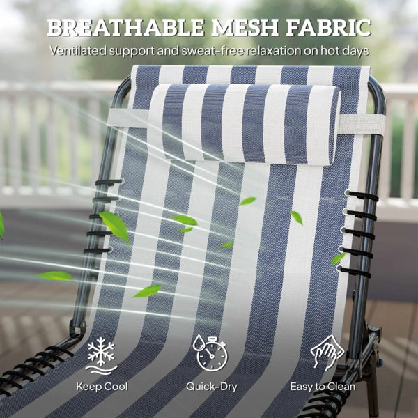 English Elm Outdoor Folding Chaise Lounges Set of Two with Bungee Mesh and Steel Frame T3971P459603