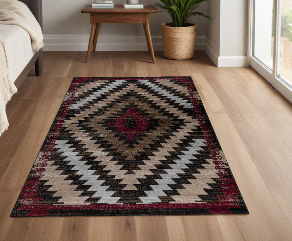 Homeroots 4' X 6' Brown Geometric Area Rug  Polypropylene 506676