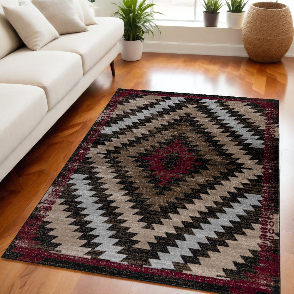 Homeroots 5' X 8' Brown Geometric Area Rug  Polypropylene 506677