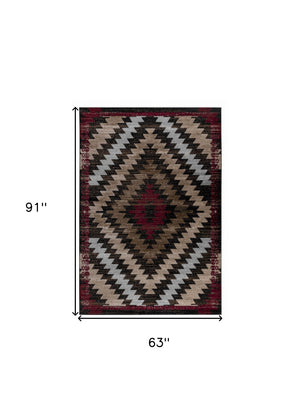 Homeroots 5' X 8' Brown Geometric Area Rug  Polypropylene 506677