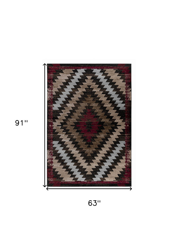 Homeroots 5' X 8' Brown Geometric Area Rug  Polypropylene 506677