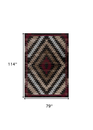 Homeroots 7' X 10' Brown Geometric Area Rug  Polypropylene 506678