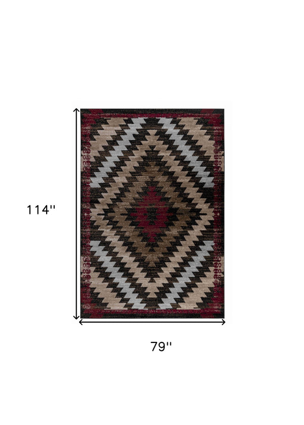 Homeroots 7' X 10' Brown Geometric Area Rug  Polypropylene 506678
