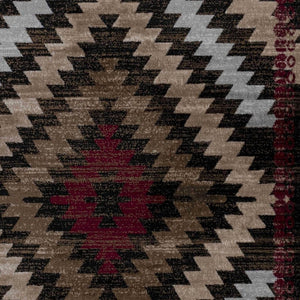 HomeRoots 5' Brown and Red Geometric Area Rug - Stylish, Durable, Low-Maintenance Design for Any Room Decor 8' X 10' 506679