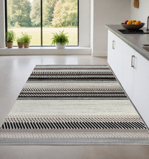 Homeroots 4' X 6' Beige Striped Area Rug  Polypropylene 506680