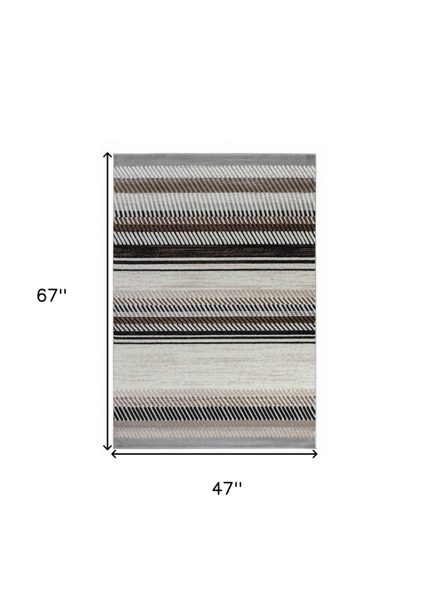 Homeroots 4' X 6' Beige Striped Area Rug  Polypropylene 506680