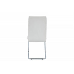 English Elm Contemporary Soft White Faux Leather Dining Chairs Set of 2 with Chrome Frame — Sleek Armless Seats for Home, Office, Kitchen B011P365515