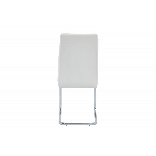 English Elm Contemporary Soft White Faux Leather Dining Chairs Set of 2 with Chrome Frame — Sleek Armless Seats for Home, Office, Kitchen B011P365515