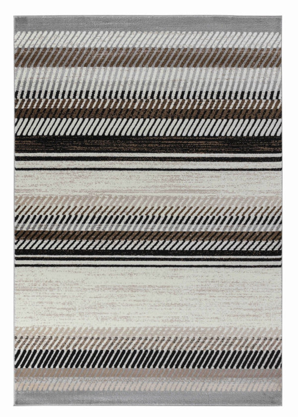 HomeRoots 5' Beige Striped Area Rug - Elegant, Durable, and Machine-Woven for Living Rooms and Offices 5' X 7' 506681