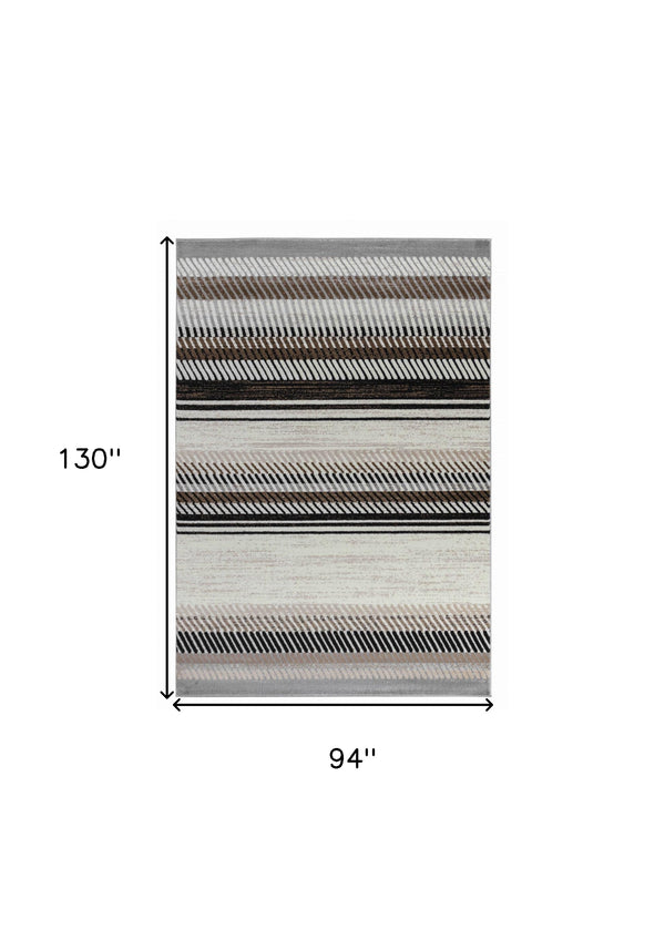 Homeroots 8' X 11' Beige Striped Area Rug  Polypropylene 506683