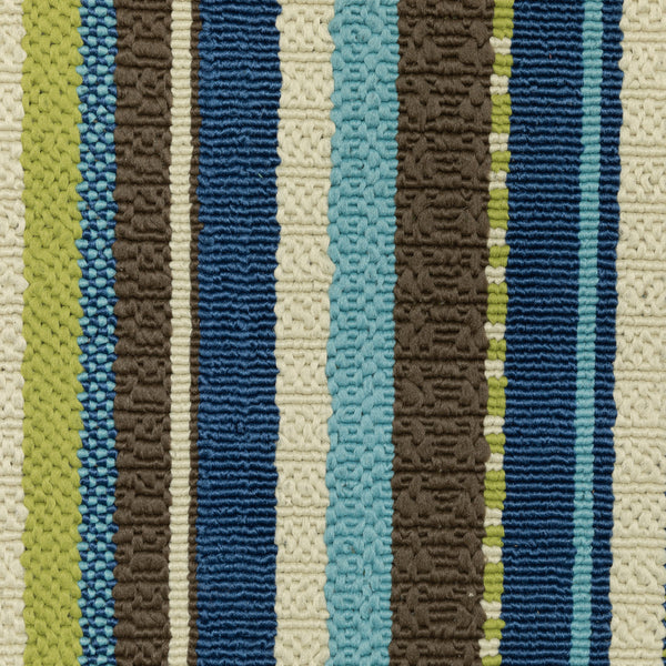 Homeroots 4' X 6' Blue And Green Striped Indoor Outdoor Rug - Stain Resistant, Stylish, Perfect For Kids & Pets 3'7" X 5'6" Polypropylene 506711