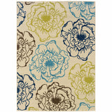 Homeroots 5' X 8' Green And Ivory Floral Stain Resistant Indoor Outdoor Area Rug  Polypropylene 506730