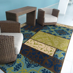 HomeRoots 9' X 13' Brown Geometric Stain Resistant Area Rug - Stylish, Low-Profile for Indoor & Outdoor Use 506742