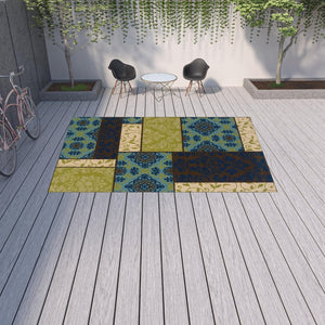 HomeRoots 9' X 13' Brown Geometric Stain Resistant Area Rug - Stylish, Low-Profile for Indoor & Outdoor Use 506742