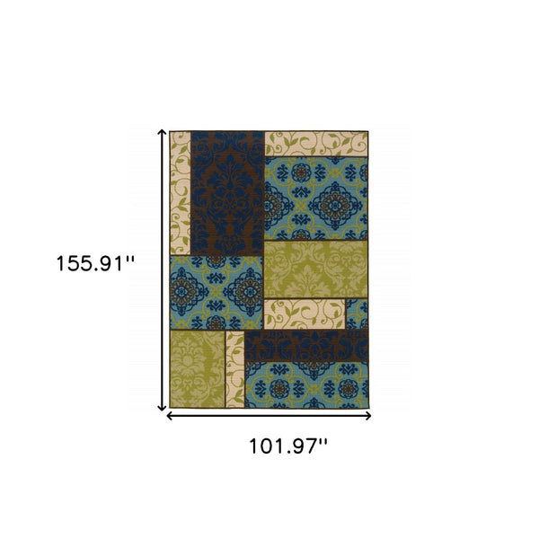 HomeRoots 9' X 13' Brown Geometric Stain Resistant Area Rug - Stylish, Low-Profile for Indoor & Outdoor Use 506742