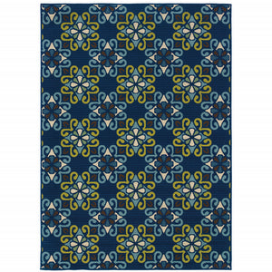 Homeroots 4' X 6' Blue And Green Floral Stain Resistant Area Rug - Perfect For Indoor & Outdoor Spaces! 3'7" X 5'6" Polypropylene 506747