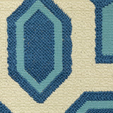 Homeroots 8' X 8' Ivory And Blue Round Geometric Stain Resistant Indoor Outdoor Area Rug  Polypropylene 506785