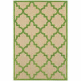 Homeroots 5' X 8' Green Geometric Stain Resistant Indoor Outdoor Area Rug Sand,Green Polypropylene 506794