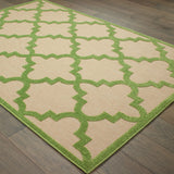 Homeroots 5' X 8' Green Geometric Stain Resistant Indoor Outdoor Area Rug Sand,Green Polypropylene 506794