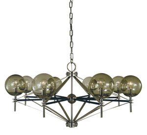 Framburg 8-light Calista Dining Chandelier - Mid Century Modern Design With Bold Finishes & Smoke Glass Elegance Polished Nickel With Matte Black Accents Metal 5068 Pn/Mblack
