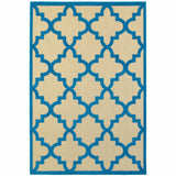 Homeroots 5' X 8' Blue And Beige Geometric Stain Resistant Indoor Outdoor Area Rug Sand,Blue Polypropylene 506800