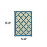 Homeroots 5' X 8' Blue And Beige Geometric Stain Resistant Indoor Outdoor Area Rug Sand,Blue Polypropylene 506800