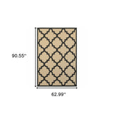 Homeroots 5' X 8' Beige And Black Geometric Stain Resistant Indoor Outdoor Area Rug Sand,Charcoal Polypropylene 506806