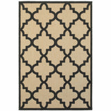 Homeroots 5' X 8' Beige And Black Geometric Stain Resistant Indoor Outdoor Area Rug Sand,Charcoal Polypropylene 506806